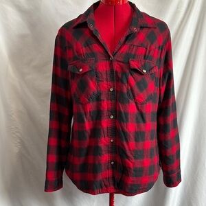 MM141 JACHS Girlfriend Red and Black Long Sleeve Button Down Shirt